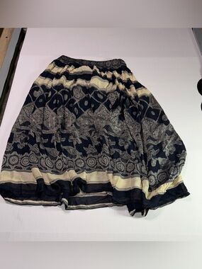 Beymen Boho Midi Skirt Blue Cream Jacquard Floral 27-28 inch waist